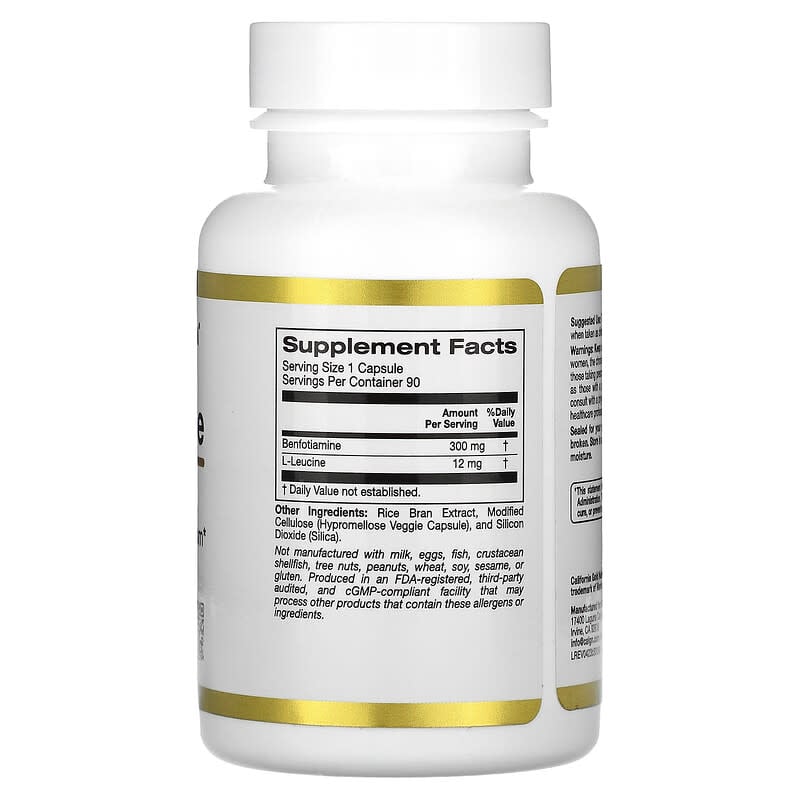 California Gold Nutrition, Benfotiamine, 300 mg, 90 Veg Capsules