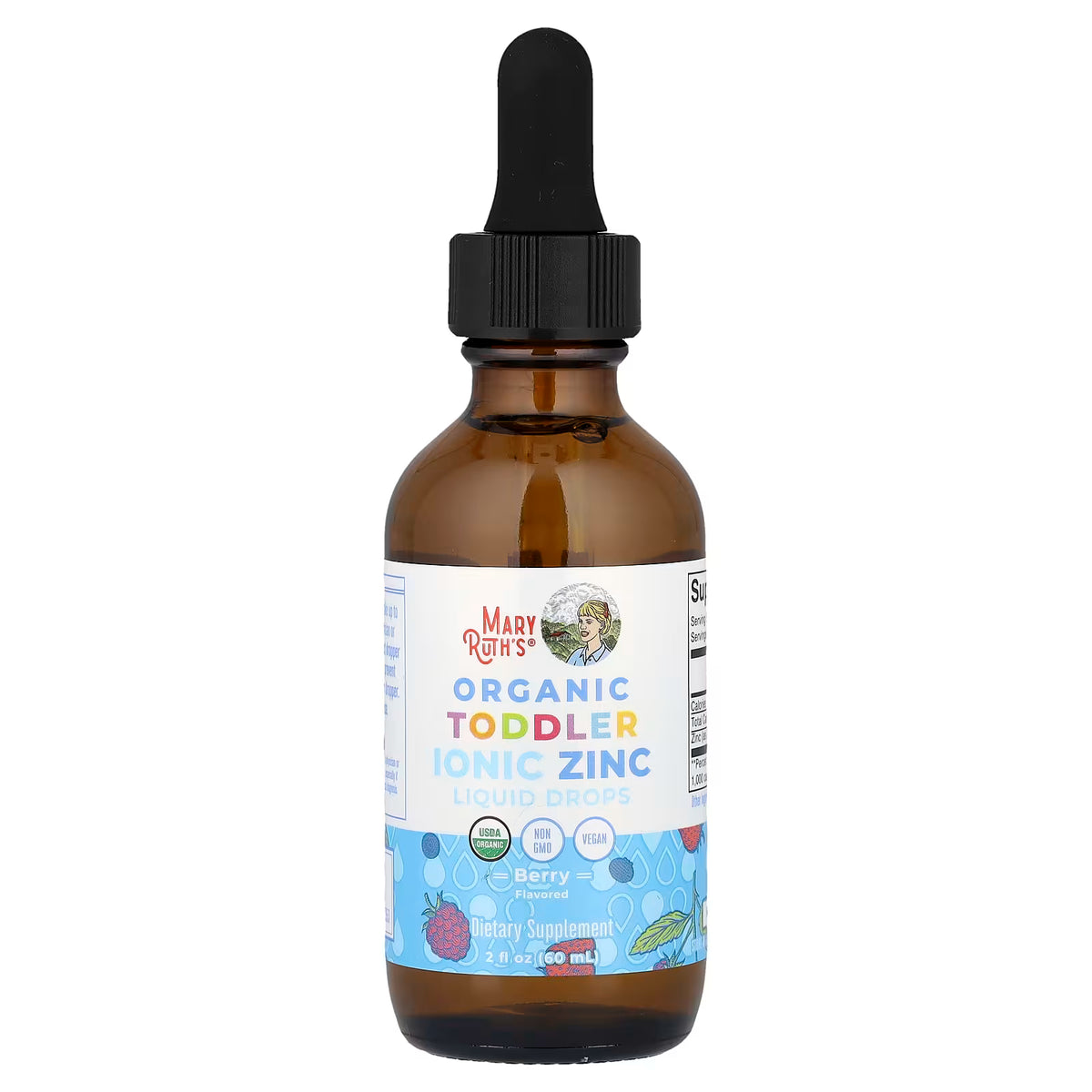 MaryRuth's, Organic Toddler Ionic Zinc Liquid Drops, 1-3 Years, Berry, 2 fl oz (60 ml)