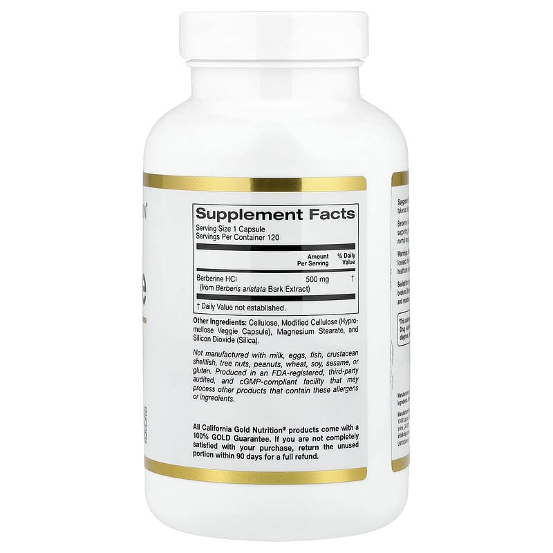 California Gold Nutrition, Berberine HCI, 500 mg, 120 Veggie Capsules
