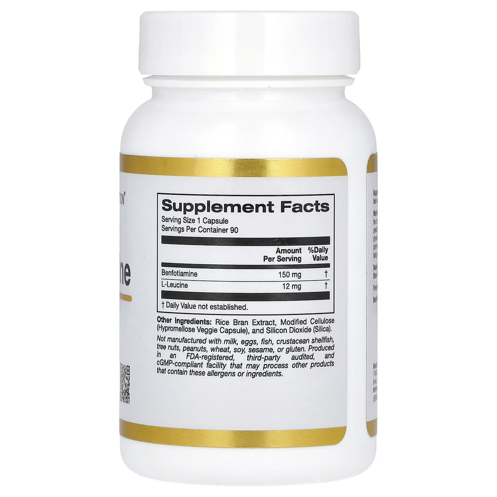 California Gold Nutrition, Benfotiamine with L-Leucine, 150 mg, 90 Veggie Capsules