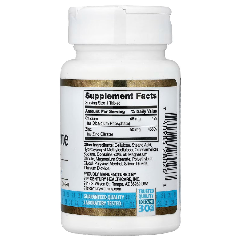 21st Century, Zinc Citrate, 50 mg, 60 Tablets