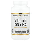 California Gold Nutrition, Vitamin D3 + K2, 240 Veg Capsules