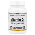 California Gold Nutrition, Vitamin D3, 125 mcg (5,000 IU), 90 Fish Gelatin Softgels