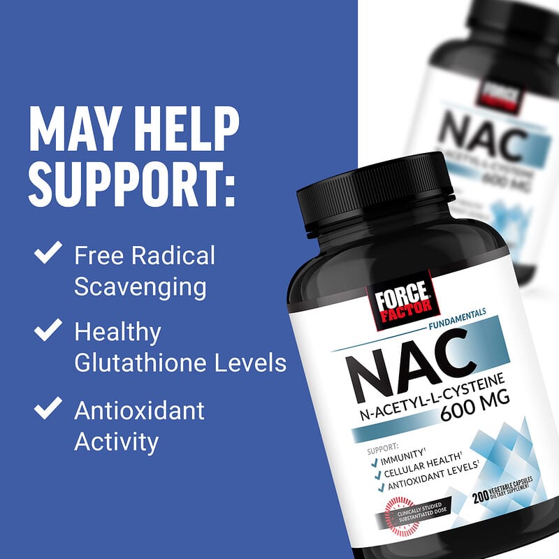 Force Factor, Fundamentals, NAC, N-Acetyl-L-Cysteine, 600 mg, 200 Vegetable Capsules