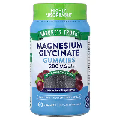 Nature's Truth, Magnesium Glycinate Gummies, Delicious Sour Grape, 60 Gummies
