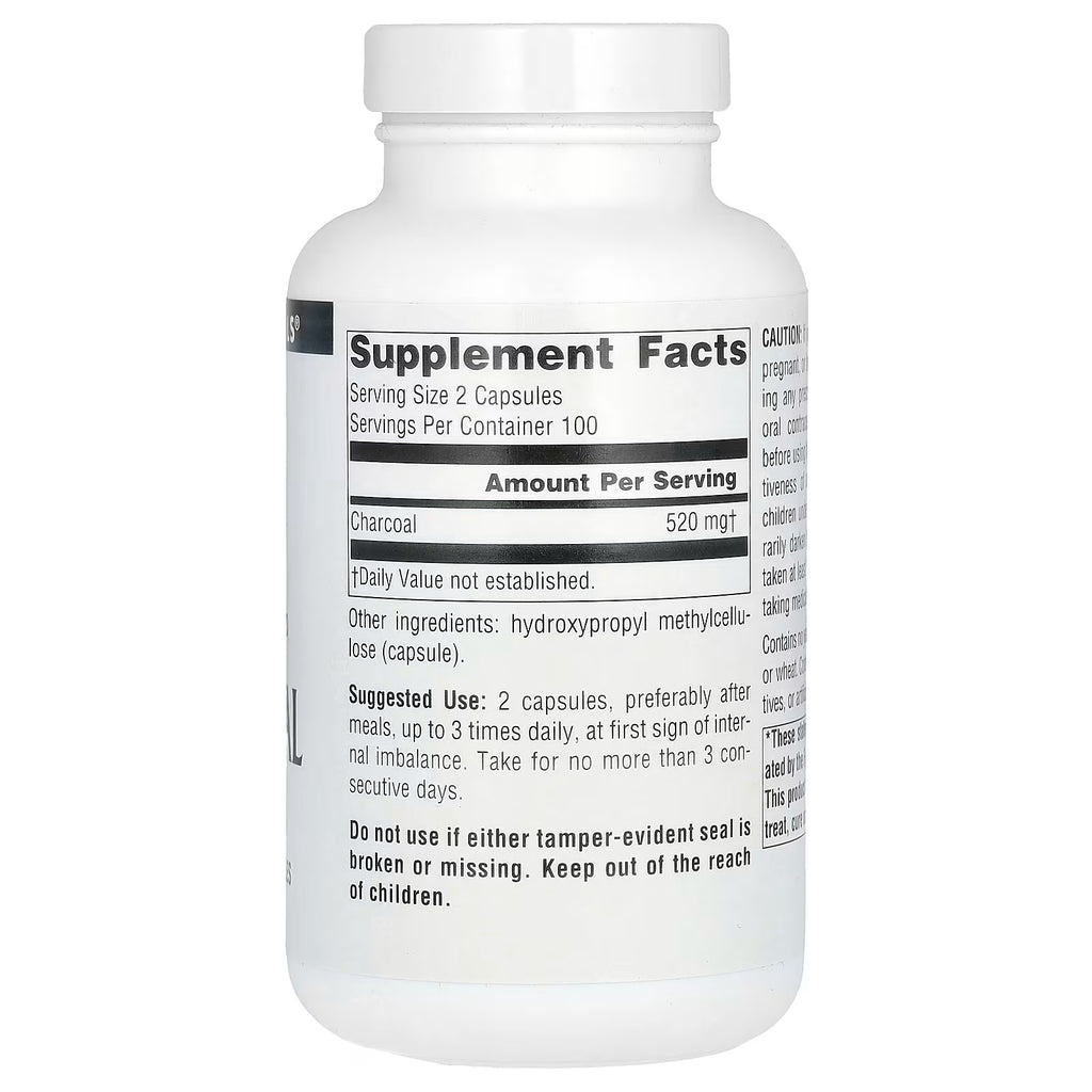 Source Naturals, 100% Pure Activated Charcoal, 260 mg , 200 Capsules