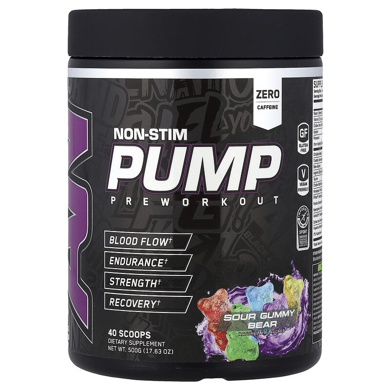 ABE, Non-Stim Pump Pre Workout, Sour Gummy Bear, 17.63 oz (500 g)