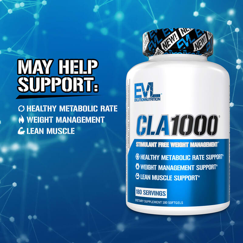 EVLution Nutrition, CLA1000®, Stimulant Free Weight Management, 180 Softgels (1,000 mg per Softgel)
