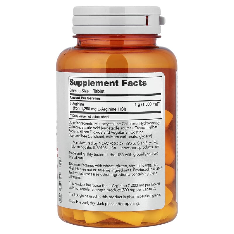 NOW Foods, Sports, L-Arginine, 1,000 mg, 60 Tablets