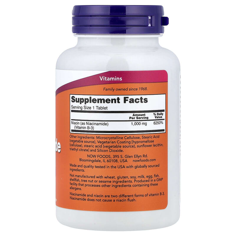 NOW Foods, Niacinamide, 1,000 mg, 90 Tablets