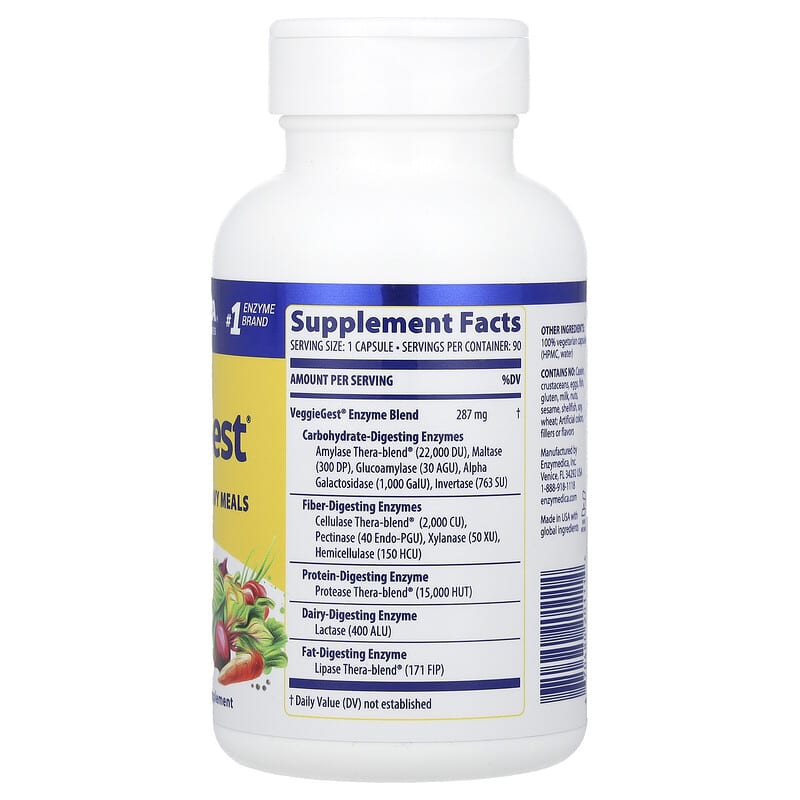 Enzymedica, VeggieGest, 90 Capsules