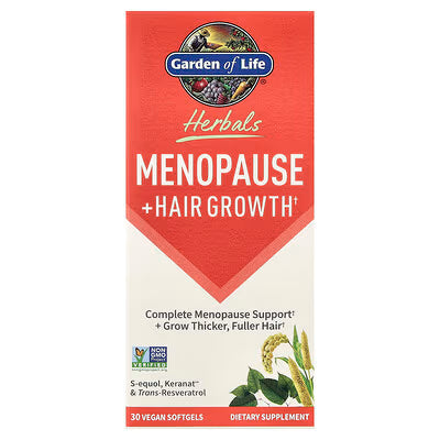 Garden of Life, Herbals, Menopause + Hair Growth, Berry, 30 Vegan Softgels