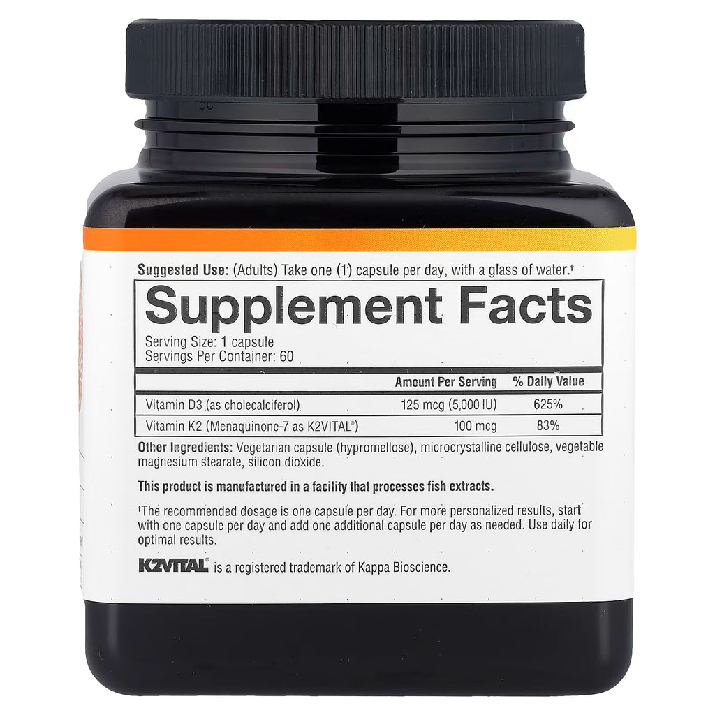 Youtheory, K2D3 Essential Daily Vitamins, 60 Vegetarian Capsules