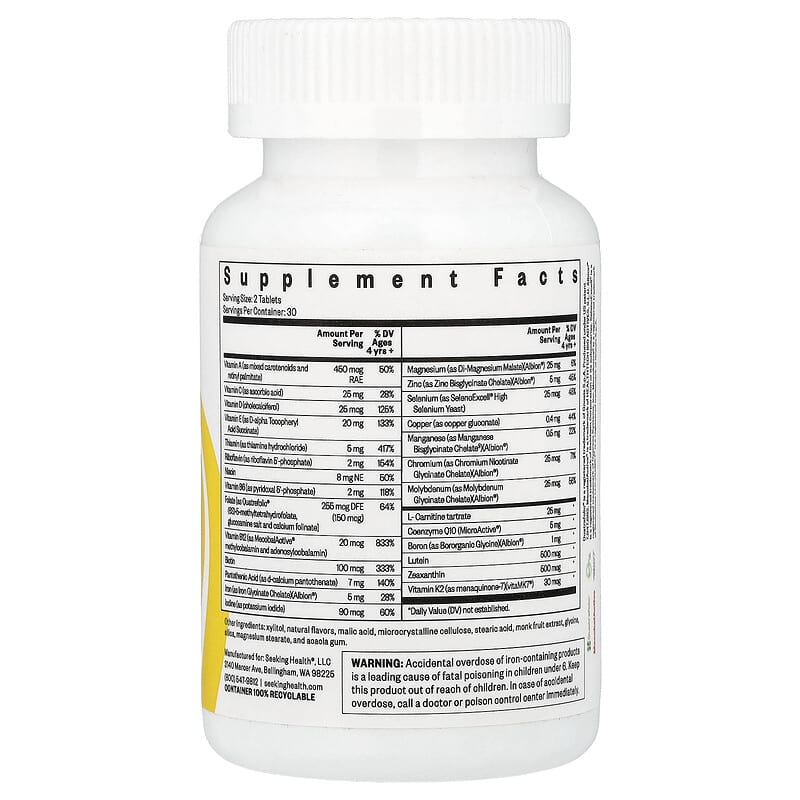 Seeking Health, Kids Multivitamin Chewable, Ages 4 and Up, 60 Chewable Tablets