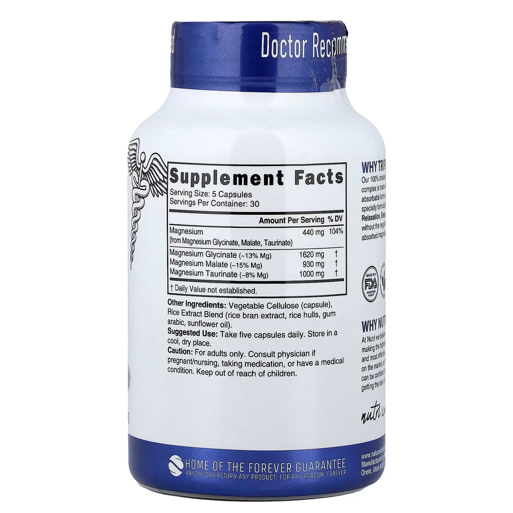 Nutri, Triple Magnesium, High Absorption, 150 Vegan Capsules