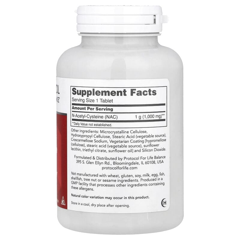 Protocol for Life Balance, NAC, 1,000 mg, 120 Tablets