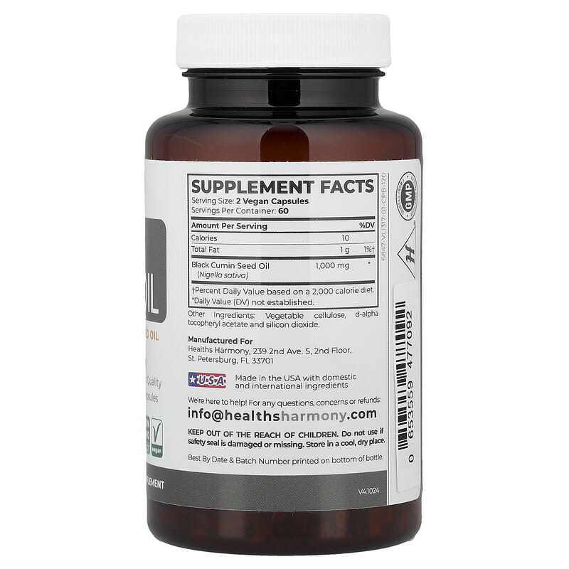 Healths Harmony, Black Seed Oil, 120 Capsules (500 mg per Capsule)