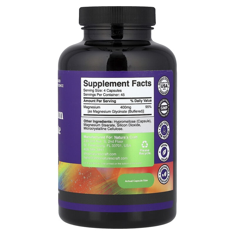 Nature's Craft, Magnesium Glycinate, 400 mg, 180 Capsules