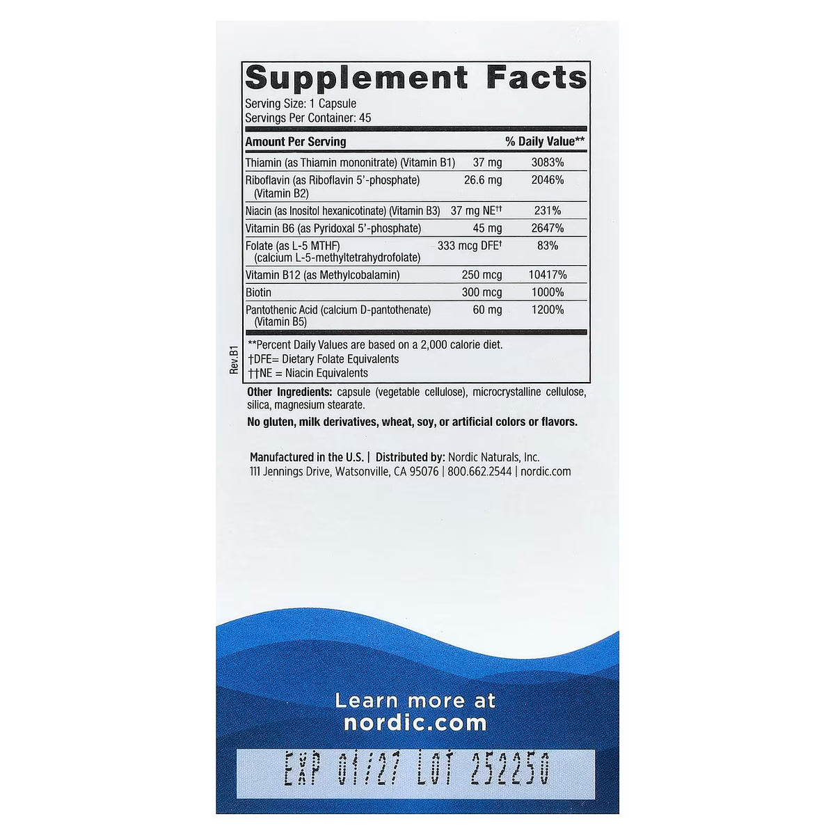 Nordic Naturals, Vitamin B Complex, 45 Capsules