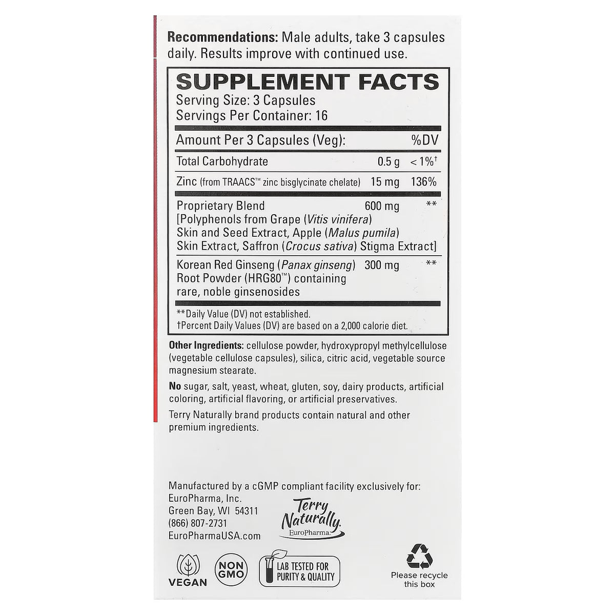 Terry Naturally, HRG80™ Red Ginseng, 48 Capsules