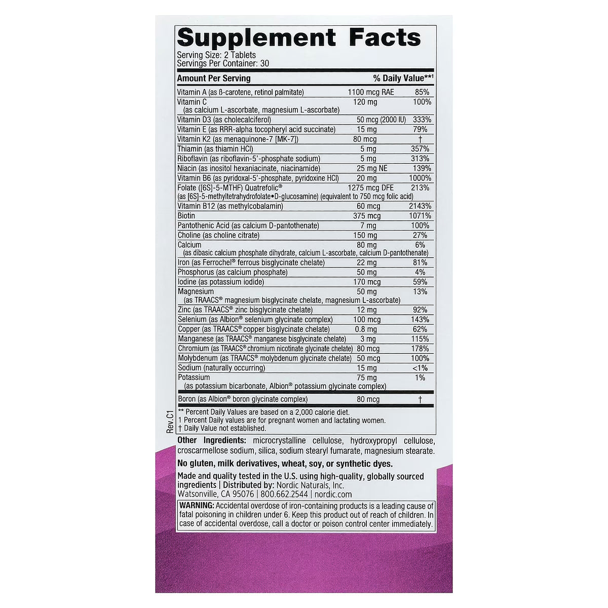 Nordic Naturals, Prenatal Multivitamin, 60 Tablets