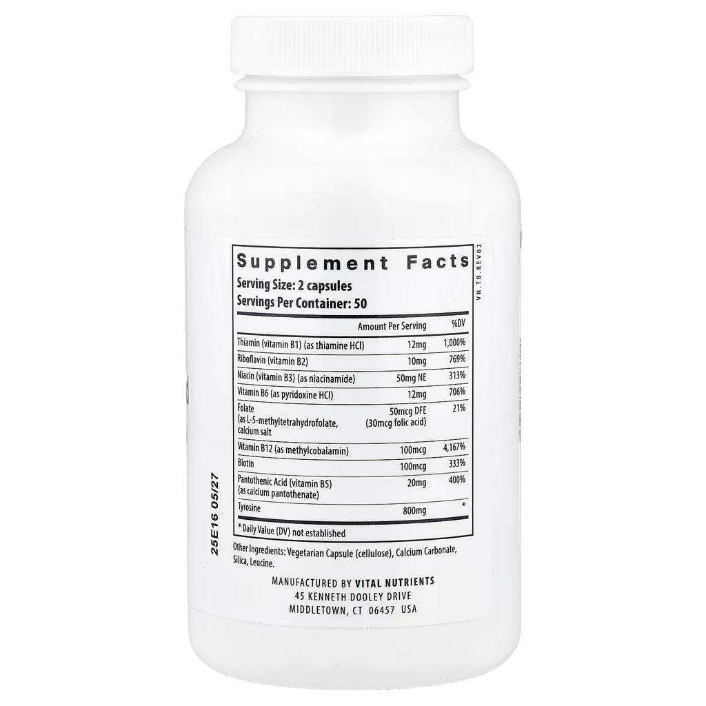 Vital Nutrients, Tyrosine and B Vitamins, 100 Vegan Capsules