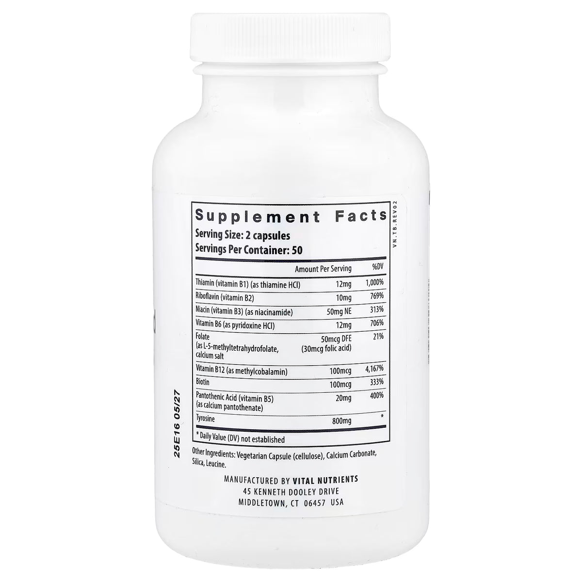 Vital Nutrients, Tyrosine and B Vitamins, 100 Vegan Capsules