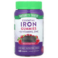 Nature's Truth, Essential Iron + B-Vitamins, Zinc Gummies, Natural Grape, 60 Gummies
