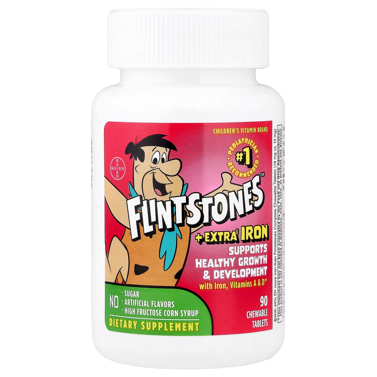 Flintstones, Children's Multivitamin, + Extra Iron, 90 Chewable Tablets