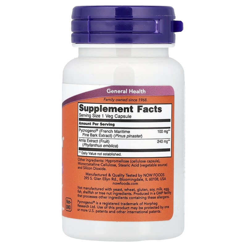 NOW Foods, Pycnogenol, 100 mg, 60 Veg Capsules