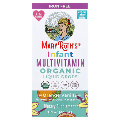 MaryRuth's, Organic Infant Multivitamin Liquid Drops, 6-12 Months, Orange Vanilla, 2 fl oz (60 ml)