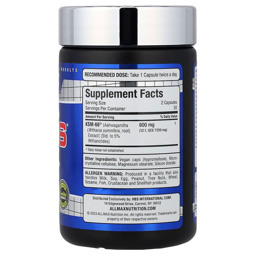 ALLMAX, Essentials, Ashwagandha KSM-66®, 60 Capsules (300 mg per Capsule)