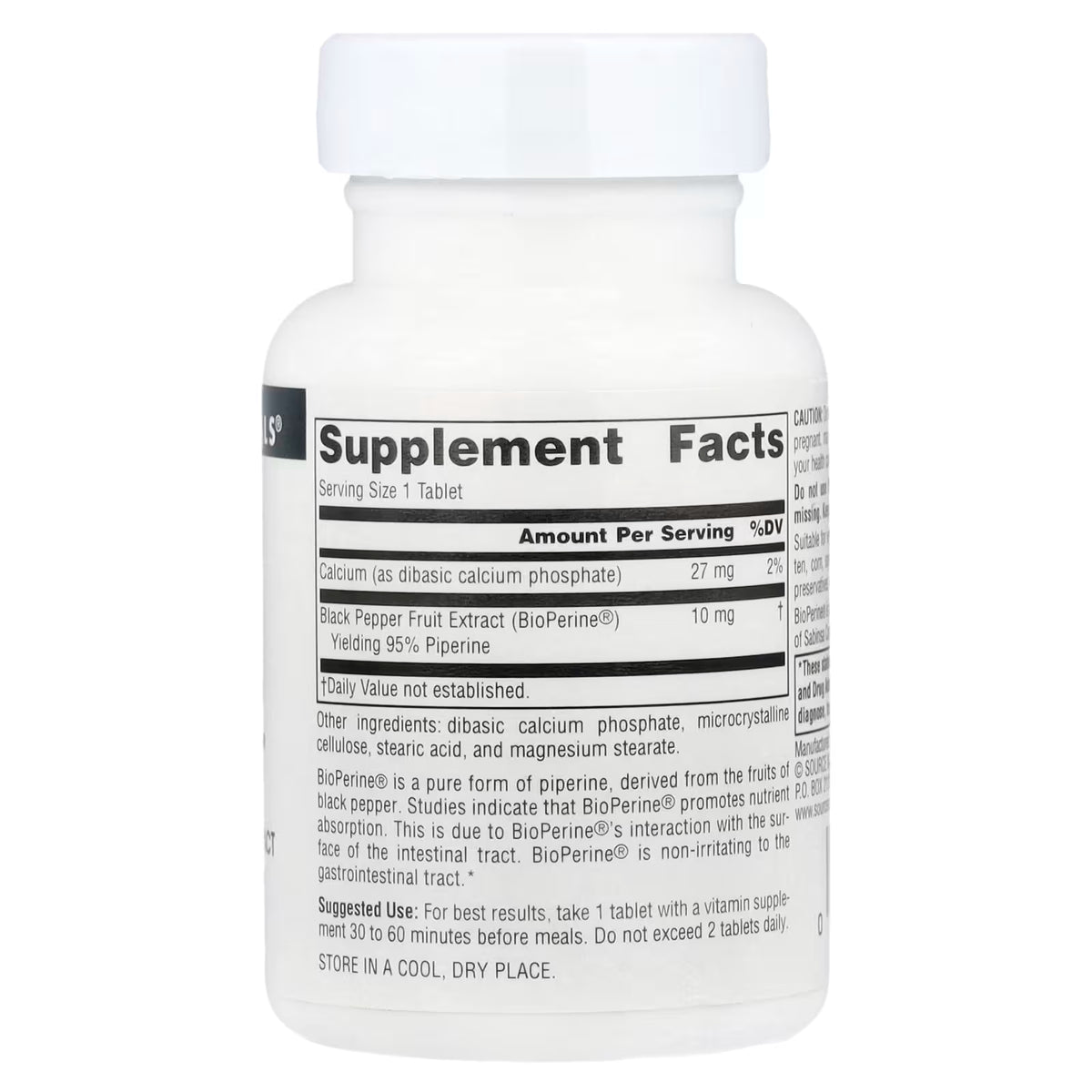 Source Naturals, BioPerine®, 10 mg, 120 Tablets