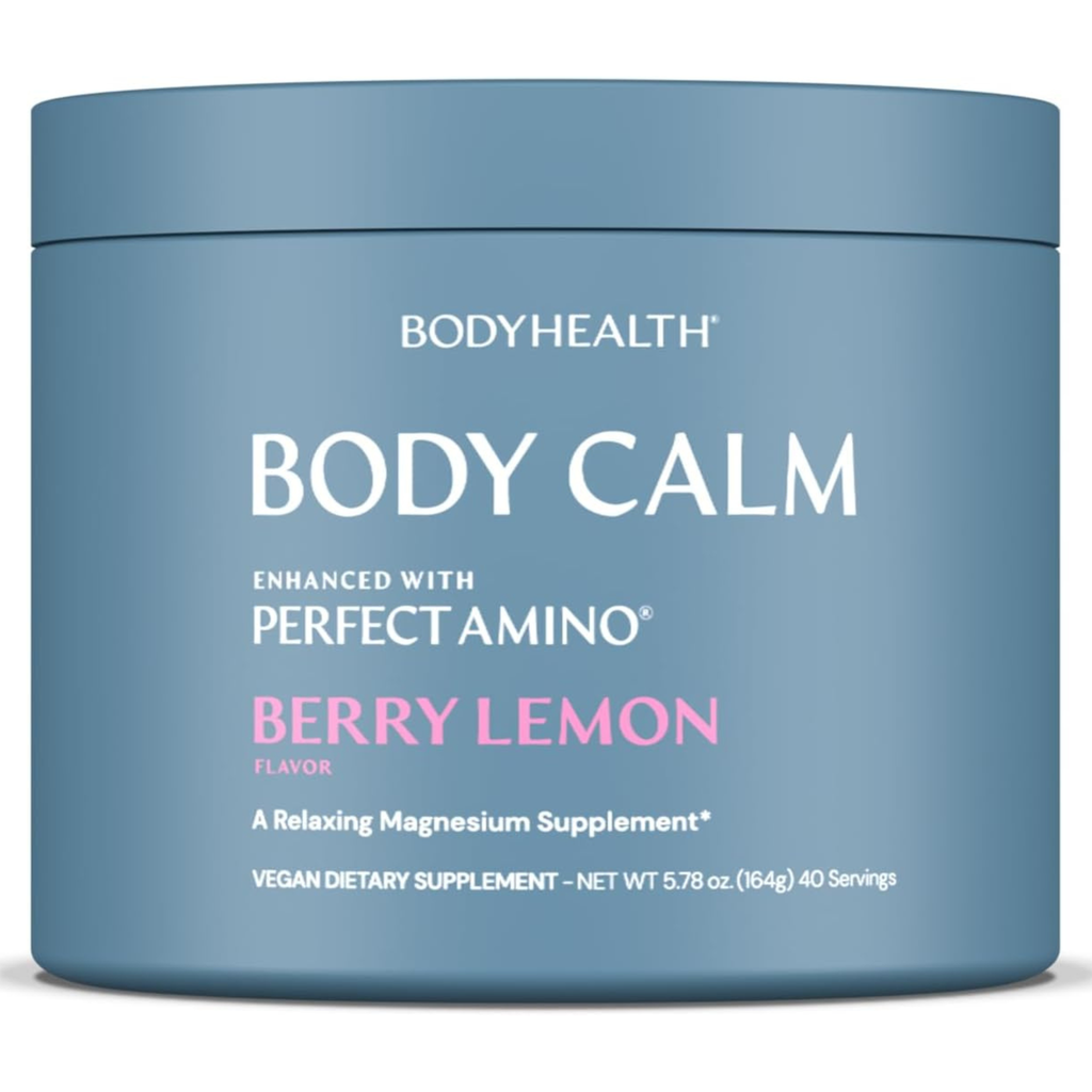 BodyHealth Body Calm Enhanced with PerfectAmino, High Absorption Magnesium Powder for Sleep, Berry Lemon (40 Servings)