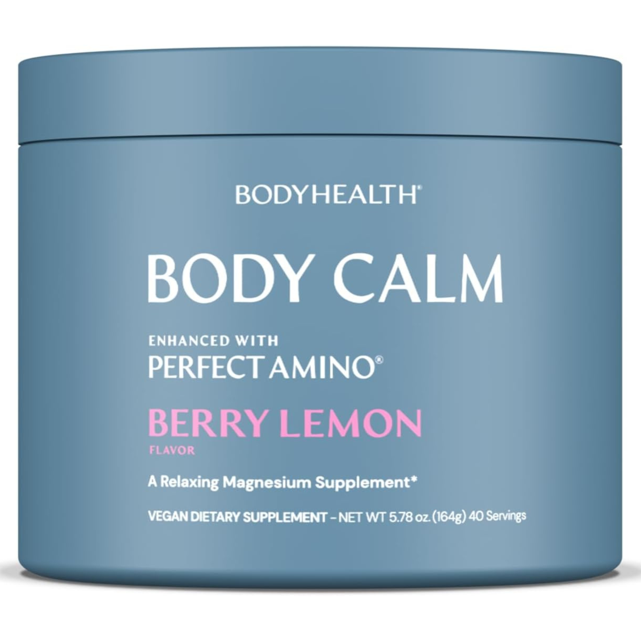 BodyHealth Body Calm Enhanced with PerfectAmino, High Absorption Magnesium Powder for Sleep, Berry Lemon (40 Servings)