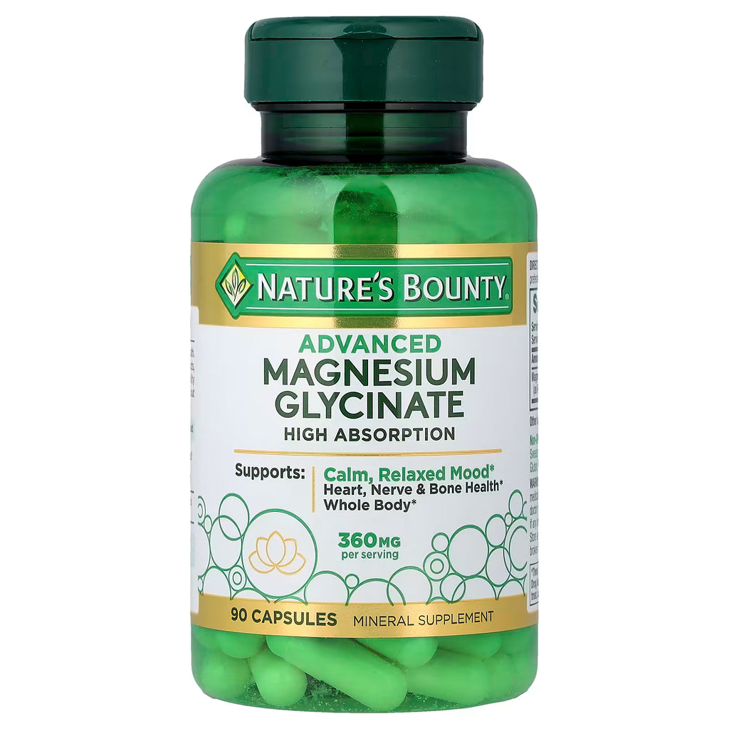 Nature's Bounty, Advanced Magnesium Glycinate, High Absorption, 90 Capsules (120 mg per Capsule)