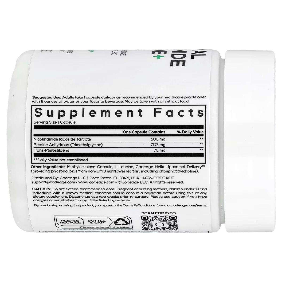 Codeage, Liposomal Nicotinamide Riboside+, 60 Vegetable Capsules