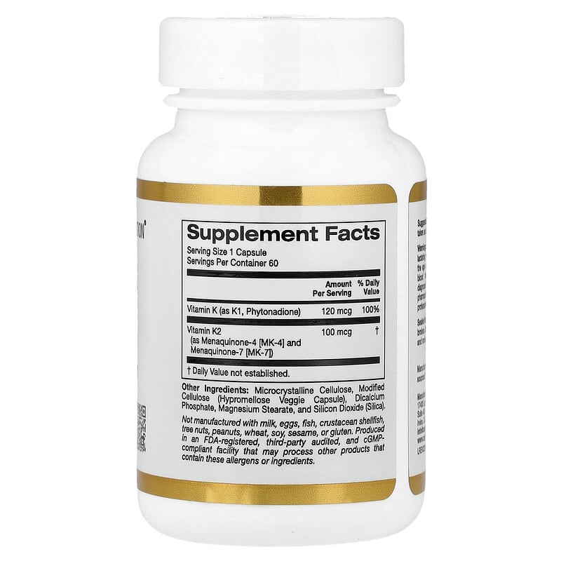 California Gold Nutrition, Vitamin K Complex, 60 Veggie Capsules