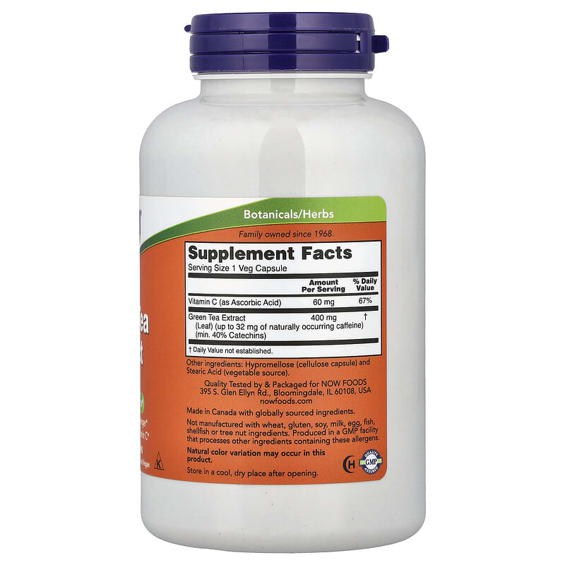 NOW Foods, Green Tea Extract, 400 mg, 250 Veg Capsules