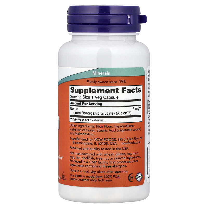 NOW Foods, Boron, 3 mg, 100 Veg Capsules