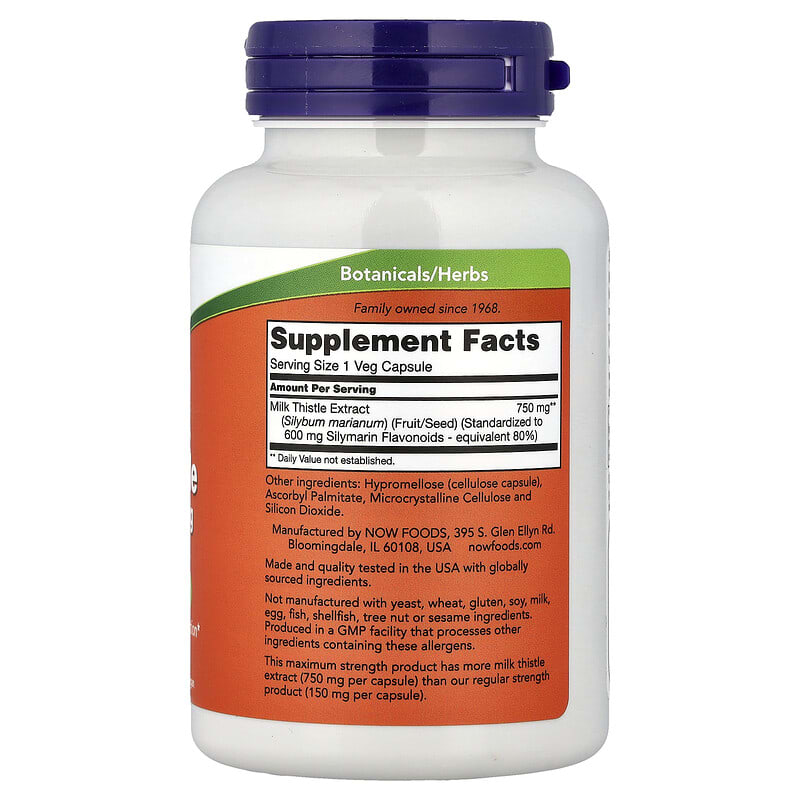 NOW Foods, Milk Thistle Extract, 750 mg, 90 Veg Capsules
