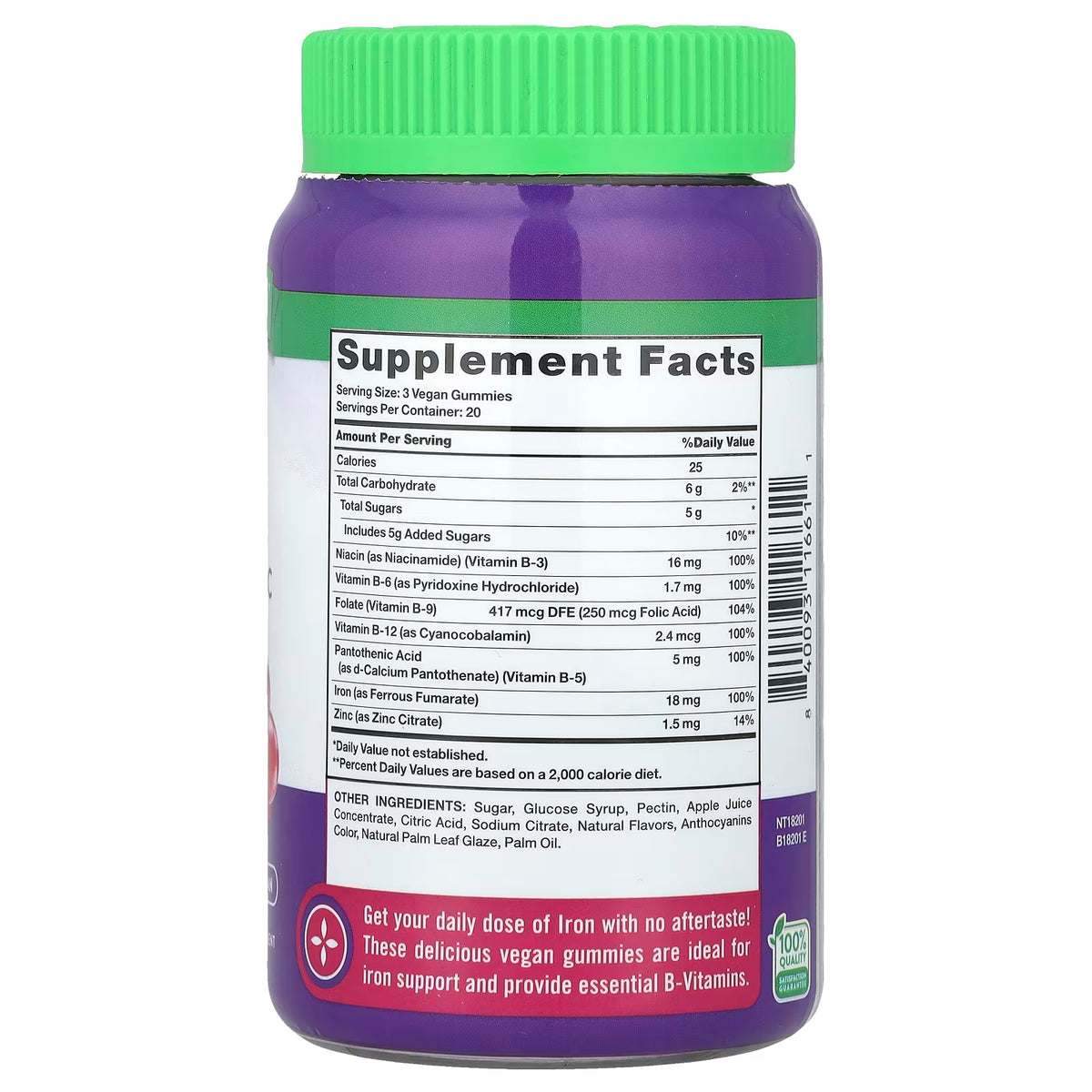 Nature's Truth, Essential Iron + B-Vitamins, Zinc Gummies, Natural Grape, 60 Gummies