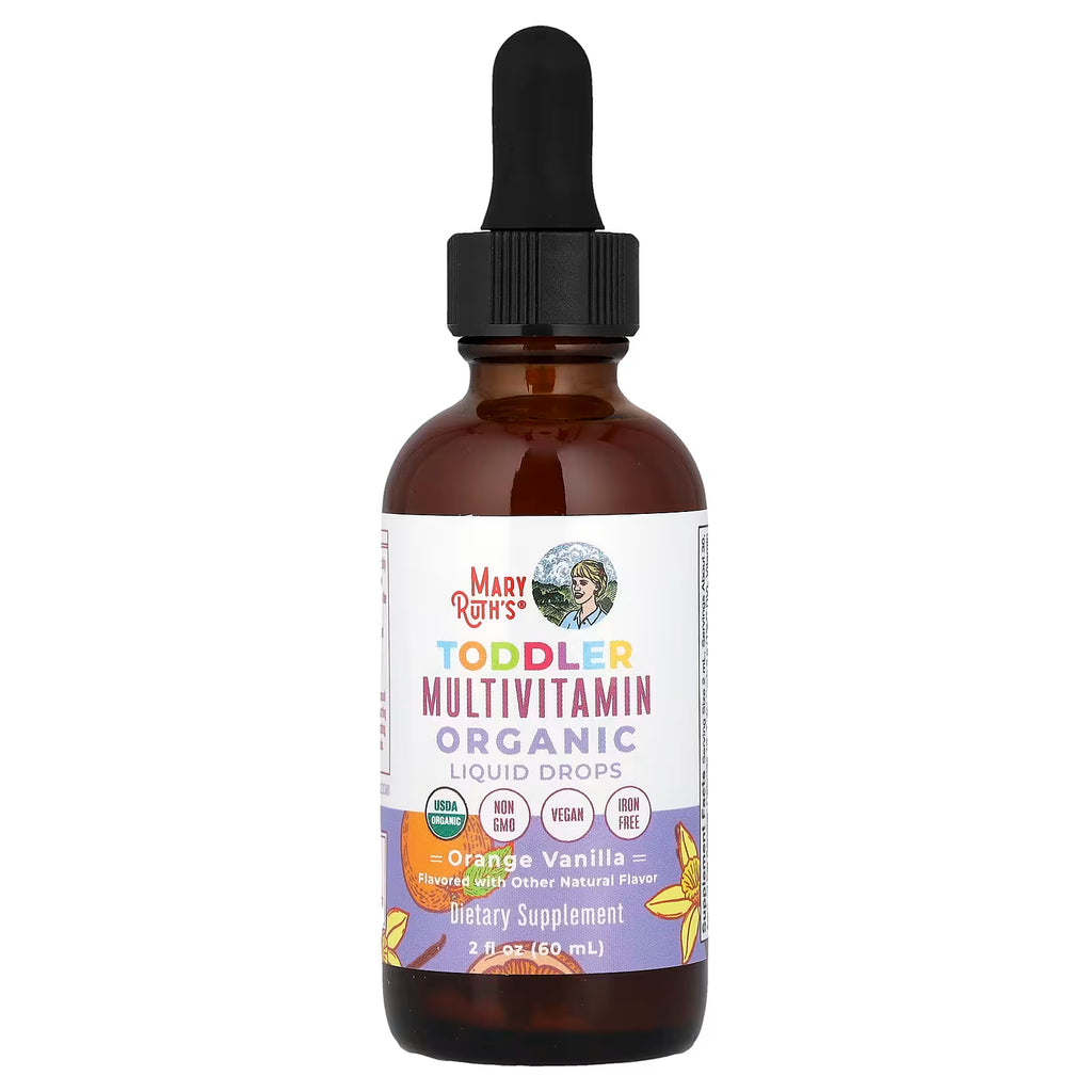 MaryRuth's, Organic Toddler Multivitamin Liquid Drops, 1-3 Years, Orange Vanilla, 2 fl oz (60 ml)