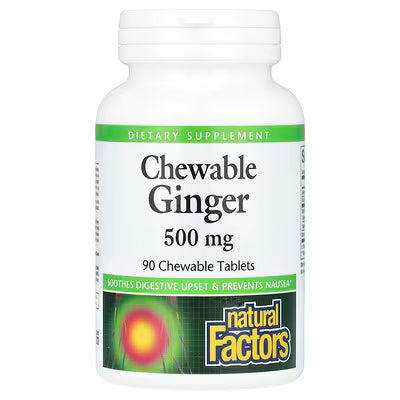 Natural Factors, Chewable Ginger, 500 mg, 90 Chewable Tablets