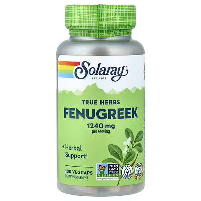 Solaray, True Herbs, Fenugreek, 100 VegCaps (620 mg per Capsule)