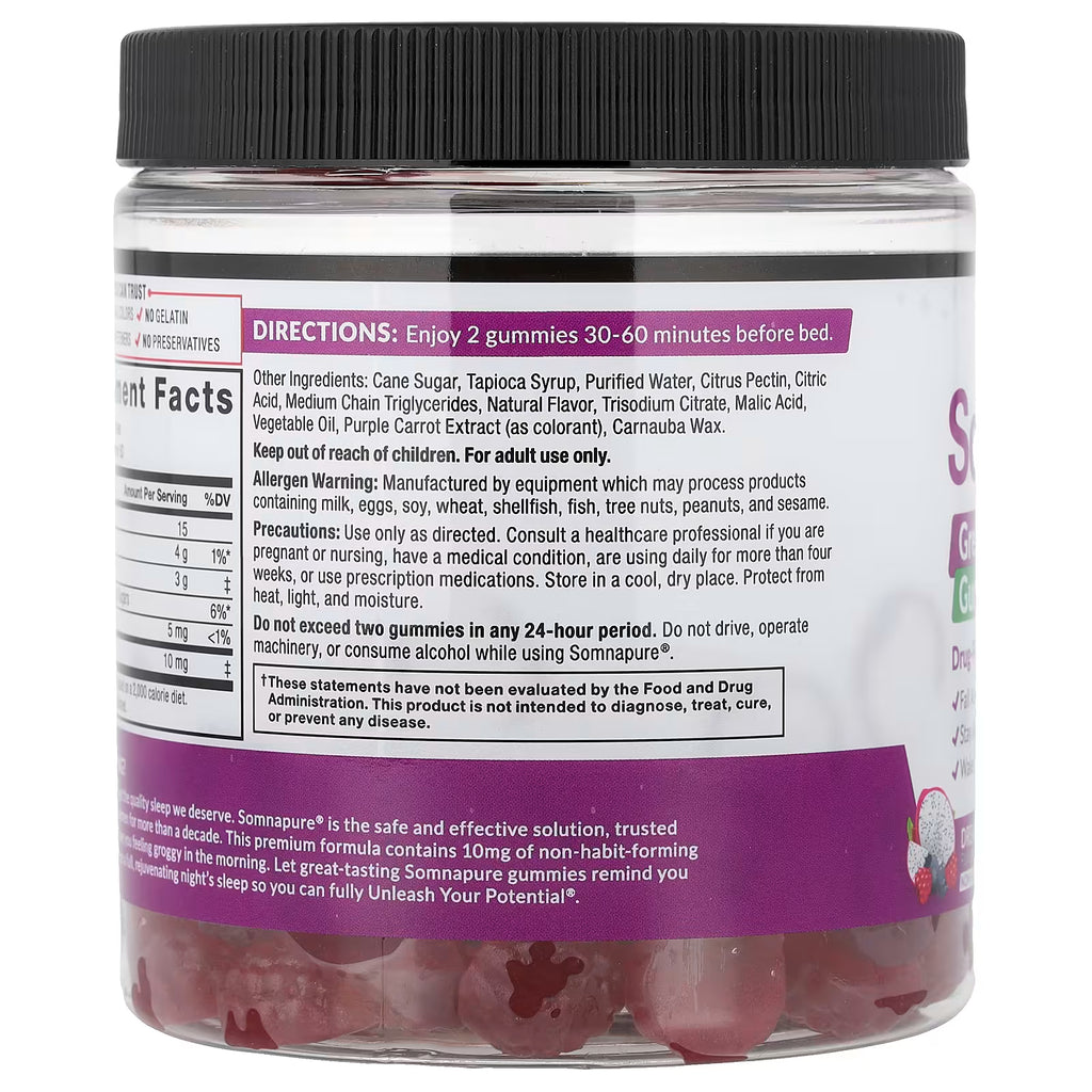 Force Factor, Somnapure®, Great Tasting Melatonin Gummies, Dream Berry, 120 Gummies (5 mg per Gummy)