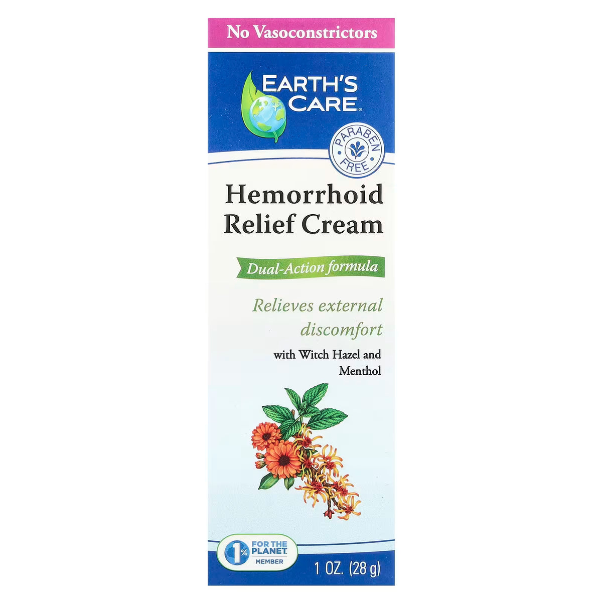 Earth's Care, Hemorrhoid Relief Cream, 1 oz (28 g)