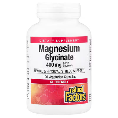 Natural Factors, Magnesium Glycinate, 200 mg, 120 Vegetarian Capsules