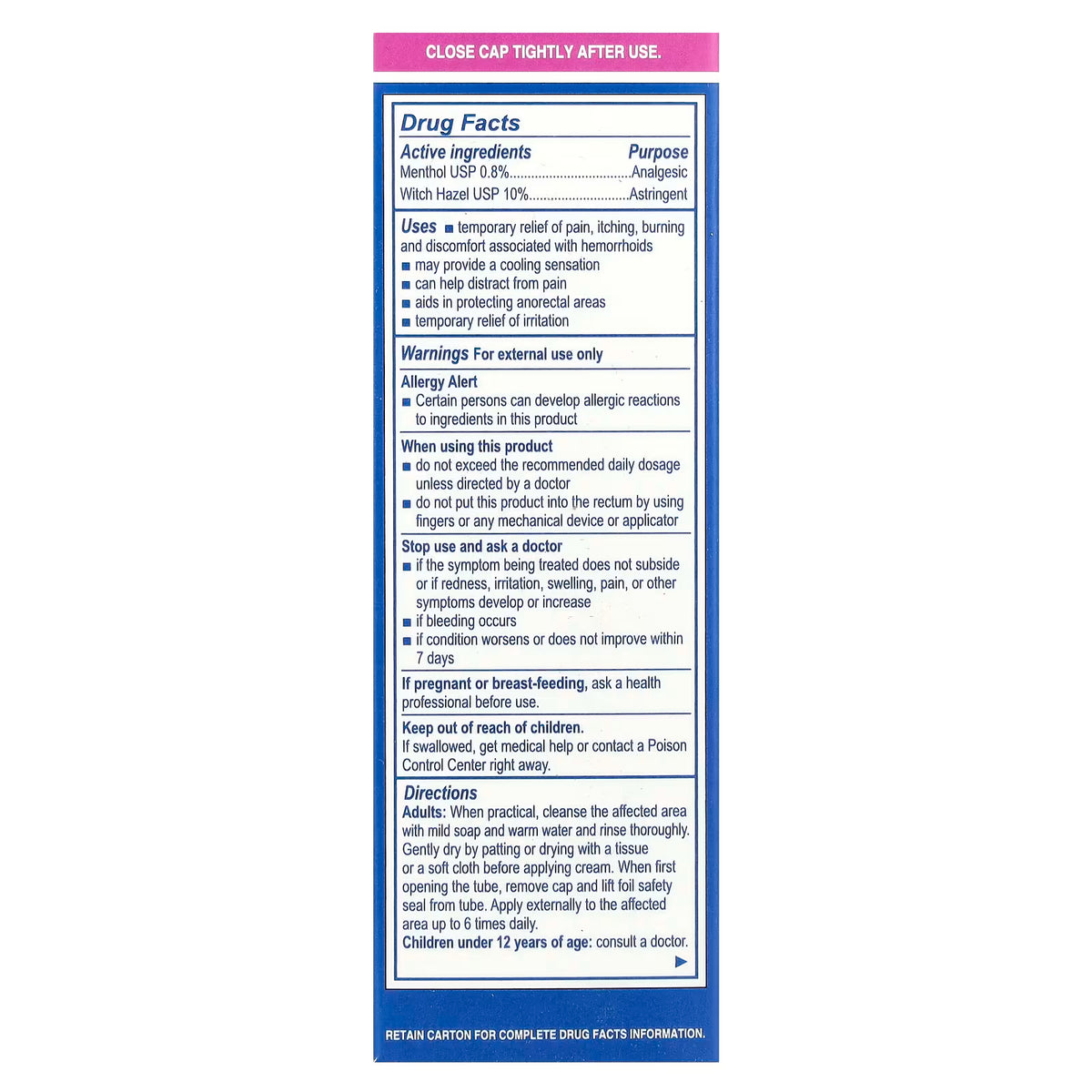 Earth's Care, Hemorrhoid Relief Cream, 1 oz (28 g)