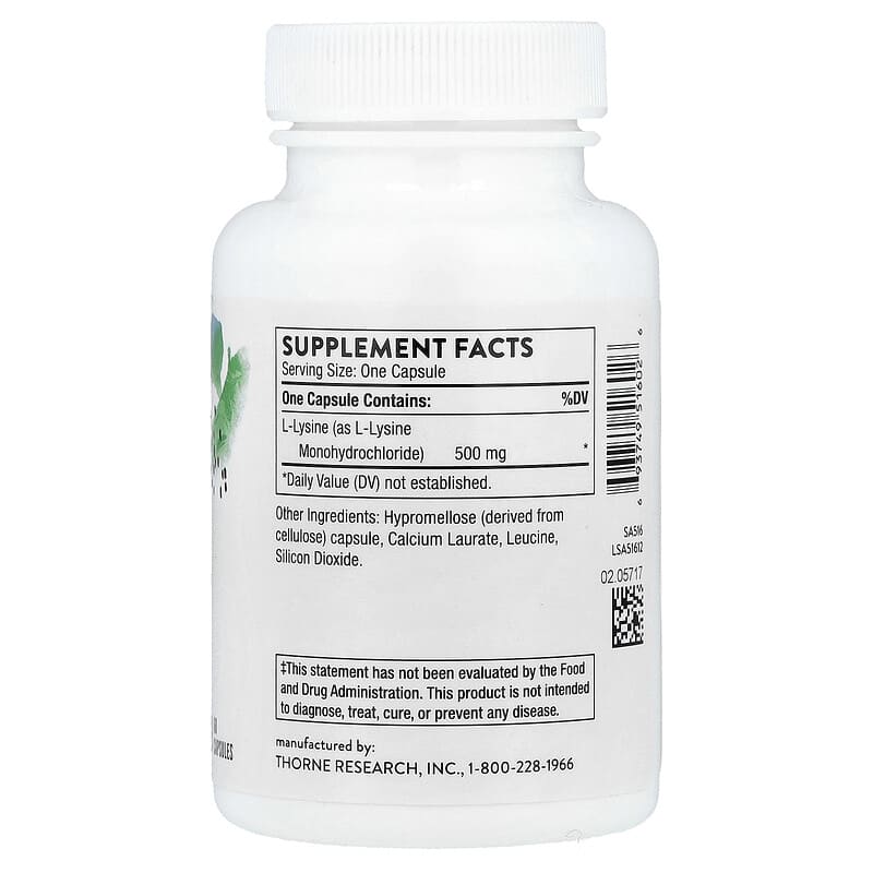 Thorne, Lysine, 500 mg, 60 Capsules